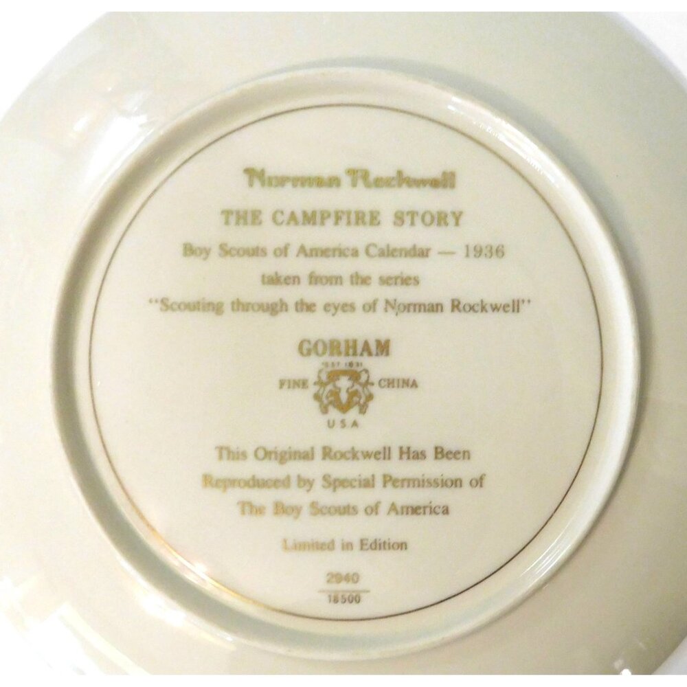 Norman Rockwell Boy Scouts Plate The Campfire Story Gorham Limited Edition - Picture 4 of 6